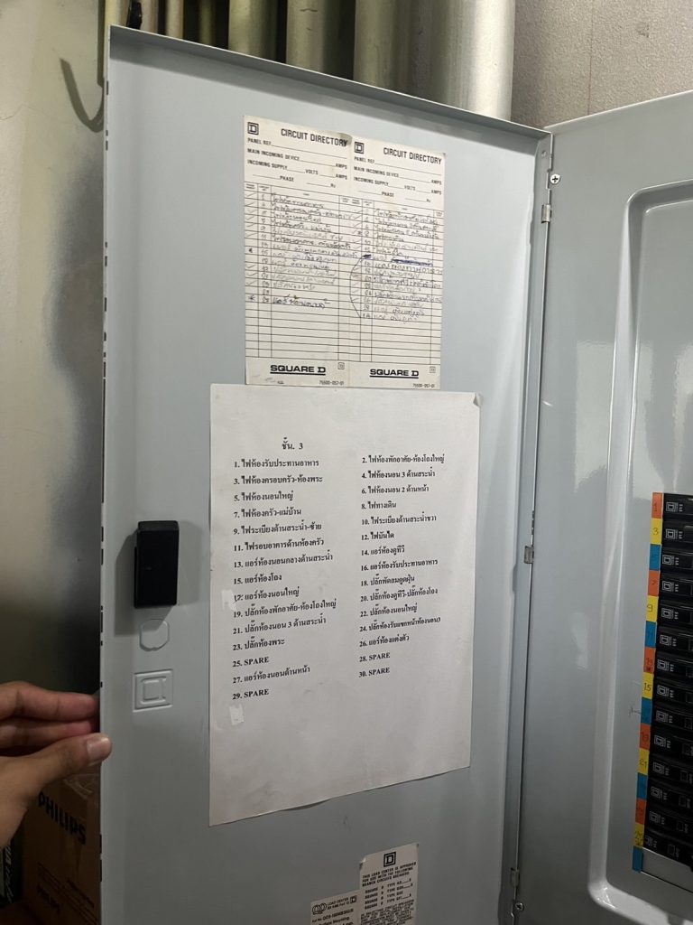 ป้ายระบุวงจรไฟฟ้าในตู้โหลดเซ็นเตอร์