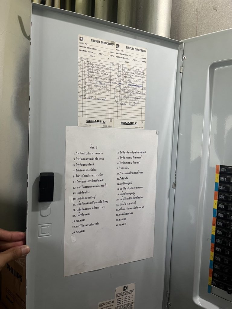 ป้ายระบุวงจรไฟฟ้าในตู้โหลดเซ็นเตอร์
