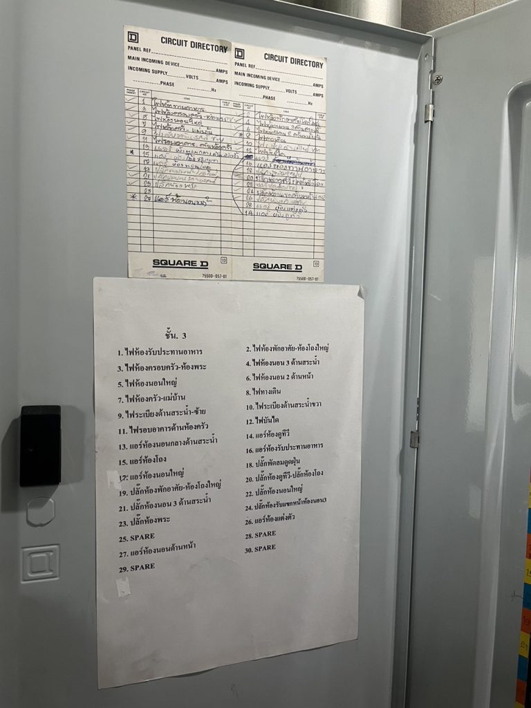 ป้ายระบุวงจรไฟฟ้าในตู้โหลดเซ็นเตอร์