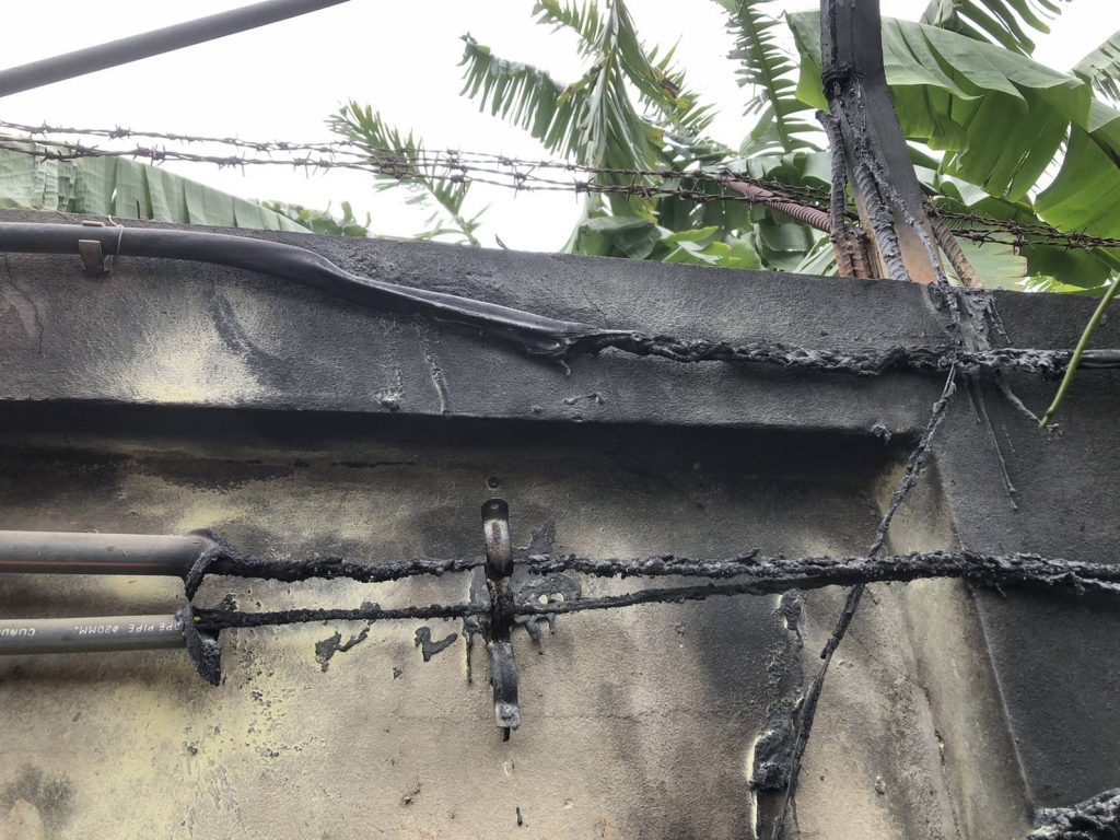 แนวสายไฟช็อตไหม้