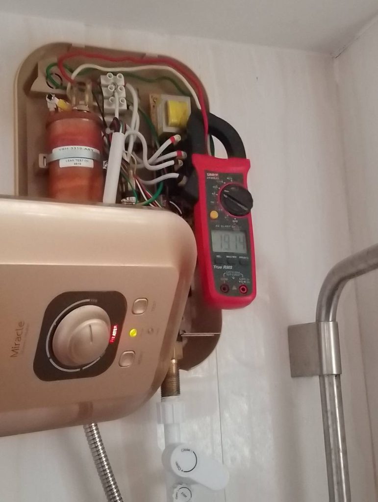 วัดกระแสเครื่องทำน้ำอุ่น