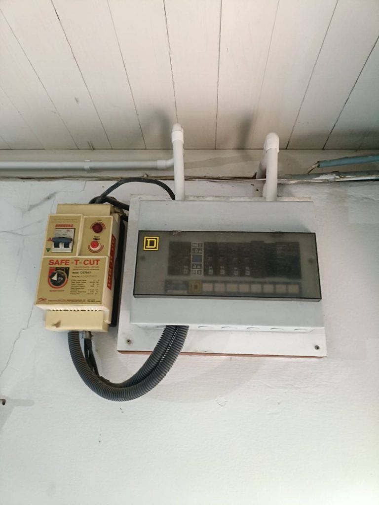 An electrical panel with a Safe-T-Cut ELCB