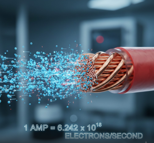 ภาพจำลองอิเล็คตรอนวิ่งในสายไฟ