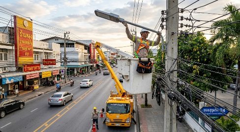 เปลี่ยนหลอดไฟถนน