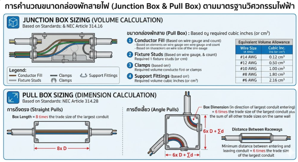 การคำนวณ กล่องพักสาย