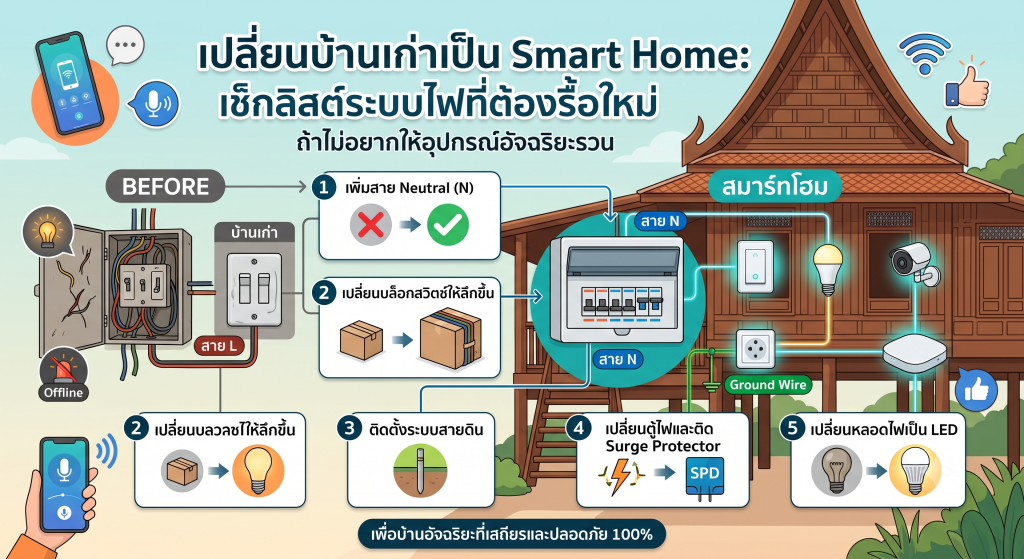 เช็กลิสต์ระบบไฟที่ต้องรื้อใหม่ ถ้าไม่อยากให้อุปกรณ์อัจฉริยะรวน